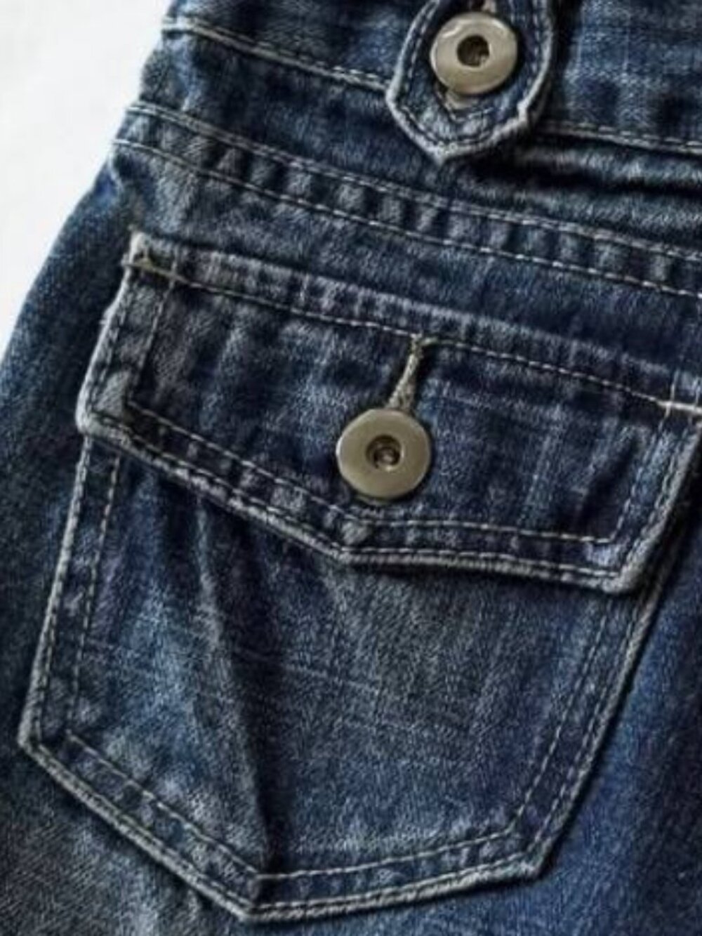 Vintage Denim Overall Shorts – Blue Jean Shortalls with Adjustable Straps - Picture 5 of 5